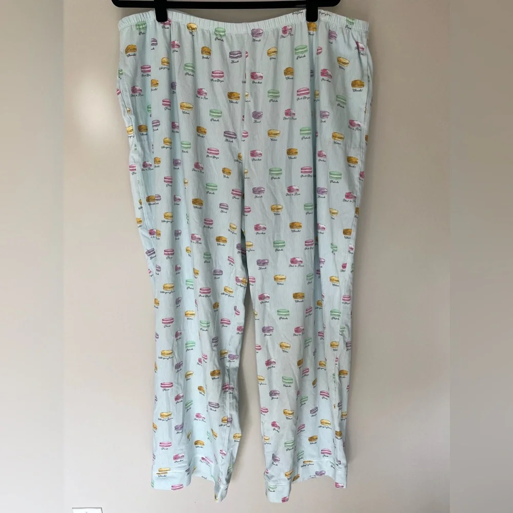 BedHead Pajamas 2X Macaron Print Pajama Set Blue Parisian Macarons PJs - Picture 7 of 9